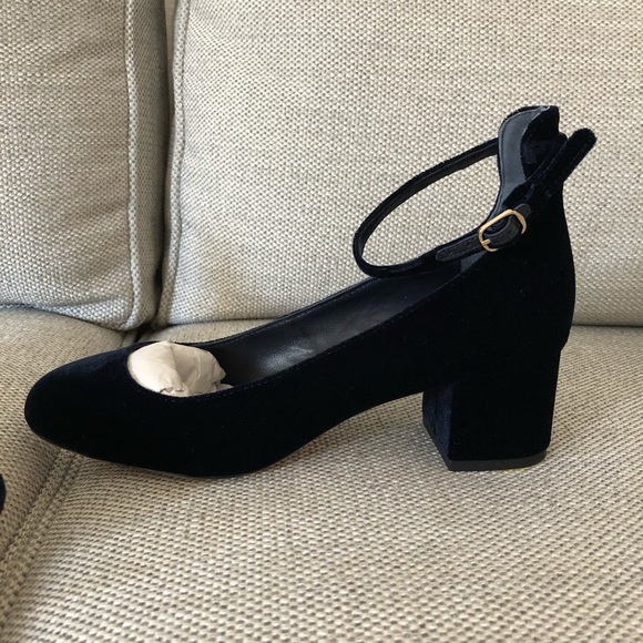 Sandro Dark Navy Velvet Mary Jane 37 - Picture 3 of 8